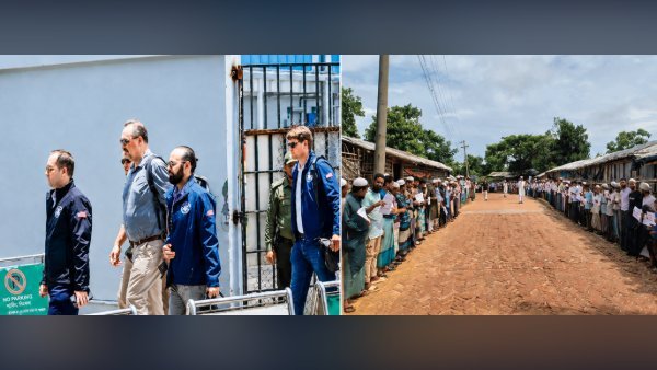 প্রত্যাবাসনের দাবিতে প্ল্যাকার্ড হাতে রোহিঙ্গাদের আকুতি